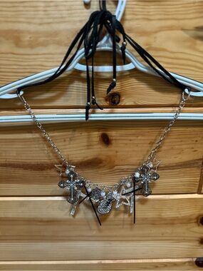 Silver Charm Cross & Star Necklace - Silver